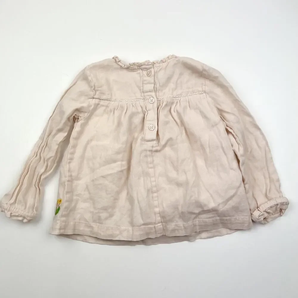 Baby Boden Cream Blouse with Animal Embroidery
